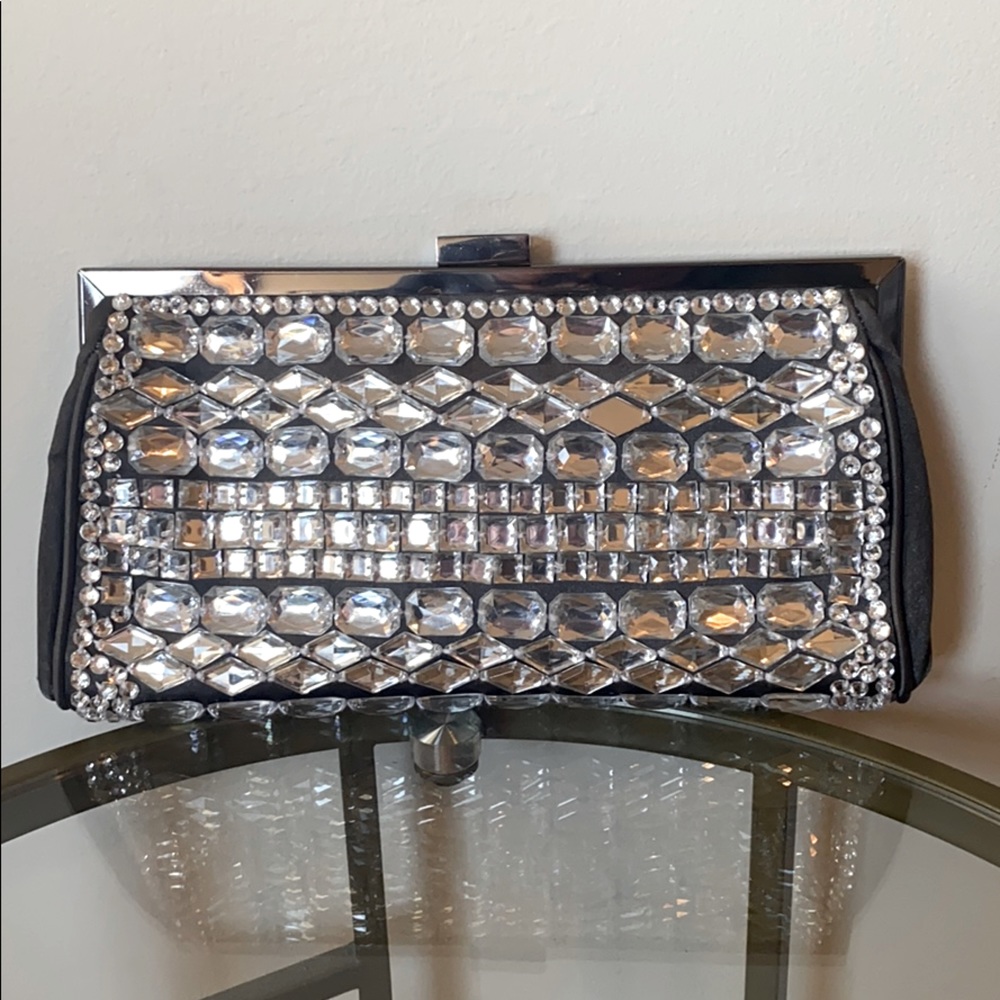 BCBG Jeweled Gray Clutch